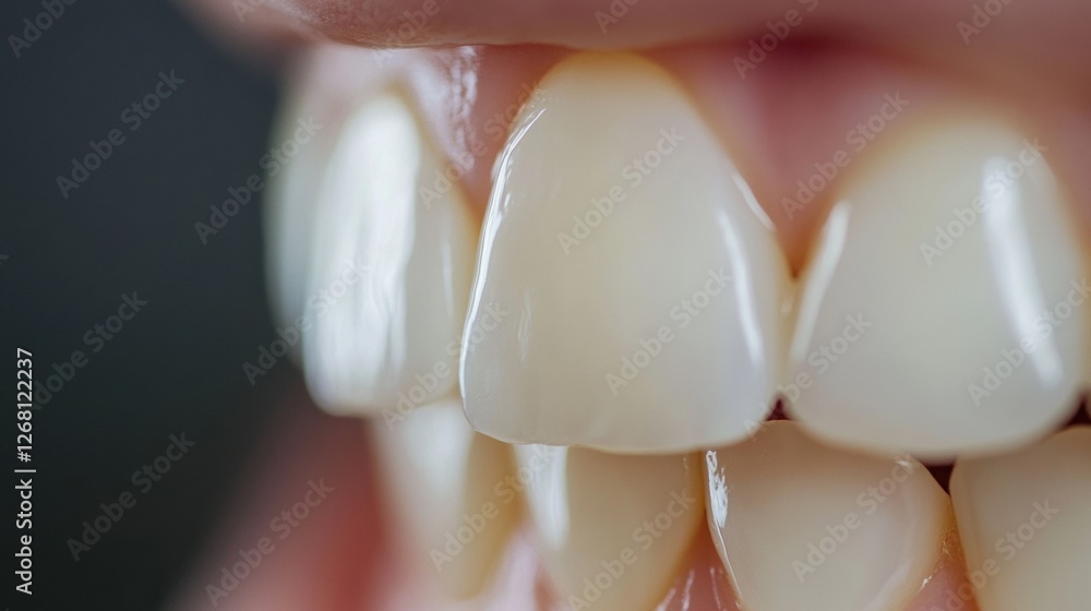 Poster before and after teeth whitening treatment showcasing visible difference in color and brightness for