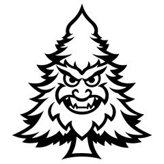 Cedar Tree Vector Illustration – Cartoon, Clipart & Line Art Design on White Background, Cedar tree vector clipart in cartoon, line art, and illustration style on a white background.