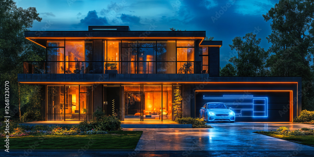 Poster ai-enhanced home security system with smart alerts for modern incident assessment in advanced reside