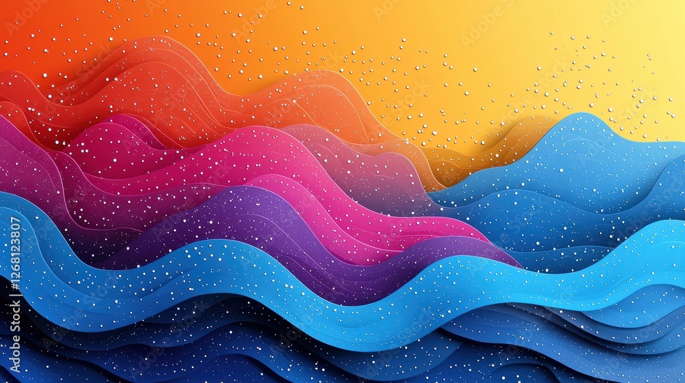 Poster abstract waves in vibrant colors create a dynamic, fluid composition.