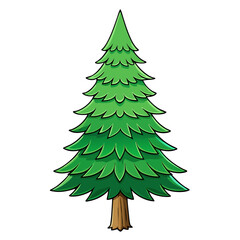 Fototapeta premium Spruce Tree Vector Illustration – Cartoon, Clipart & Line Art Design on White Background, Spruce tree vector clipart in cartoon, line art, and illustration style on a white background.