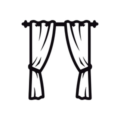Lineal art and curtain drawing. A lovely linear illustration. White backdrop

