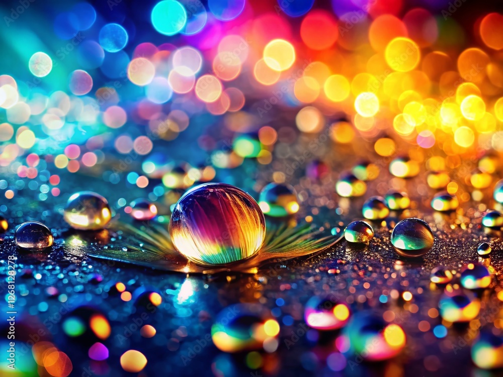 Poster abstract water droplets background with bokeh effect - high-resolution stock photo