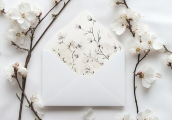 Beautiful e-wedding invitation template with white watercolor floral background