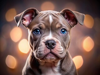 Adorable American Bully Puppy with High Depth of Field - Stock Photo