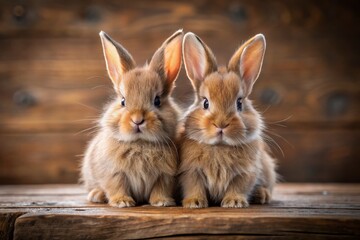 Fototapeta premium Adorable Dwarf Rabbits Side-by-Side: A Charming Stock Photo