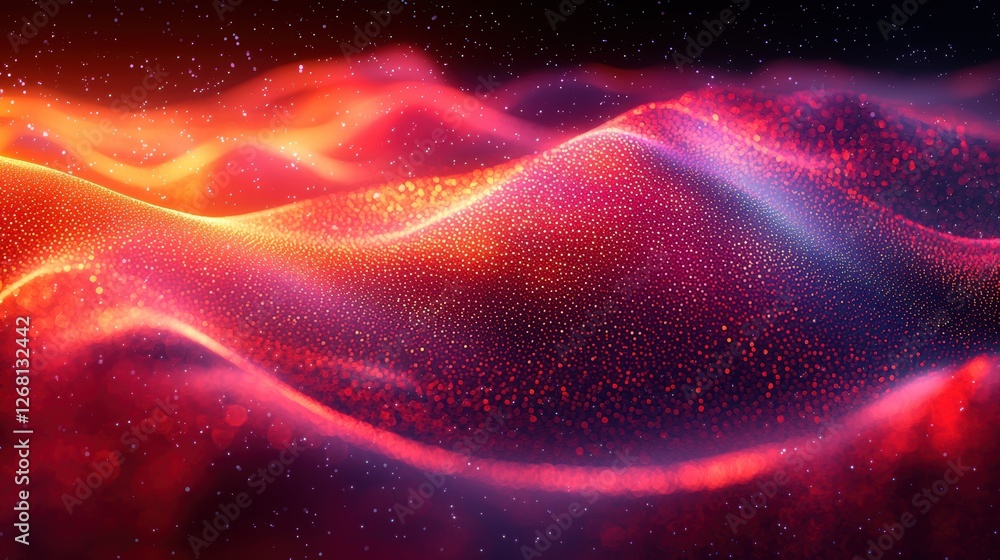 Poster abstract waves of light and color create a mesmerizing digital landscape.