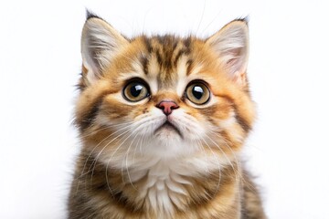 Obraz premium Adorable Scottish Straight Kitten Looking Up - Fluffy Playful Cat