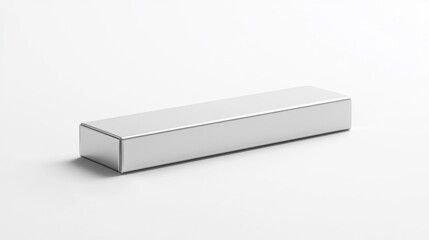 Silver Rectangular Box Mockup on Clean White Background Product Packaging