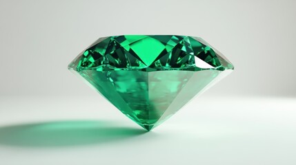 Emerald gemstone, brilliant cut, studio shot, white background, jewelry design