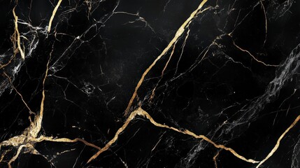Black Marble Background With Gold Veins
