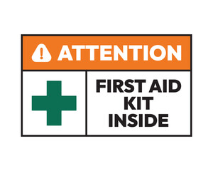 Attention First Aid Kit Inside Sign High Quality Vectorial Image