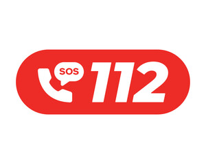 Emergency Contact 112 Sign with SOS Icon High Quality Vectorial Image