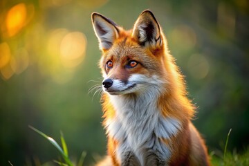 Obraz premium Alert Red Fox Portrait: Striking Wildlife Photography