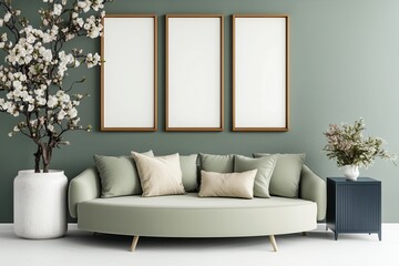 Interior Frame Wall Art 3 Posters Mockup