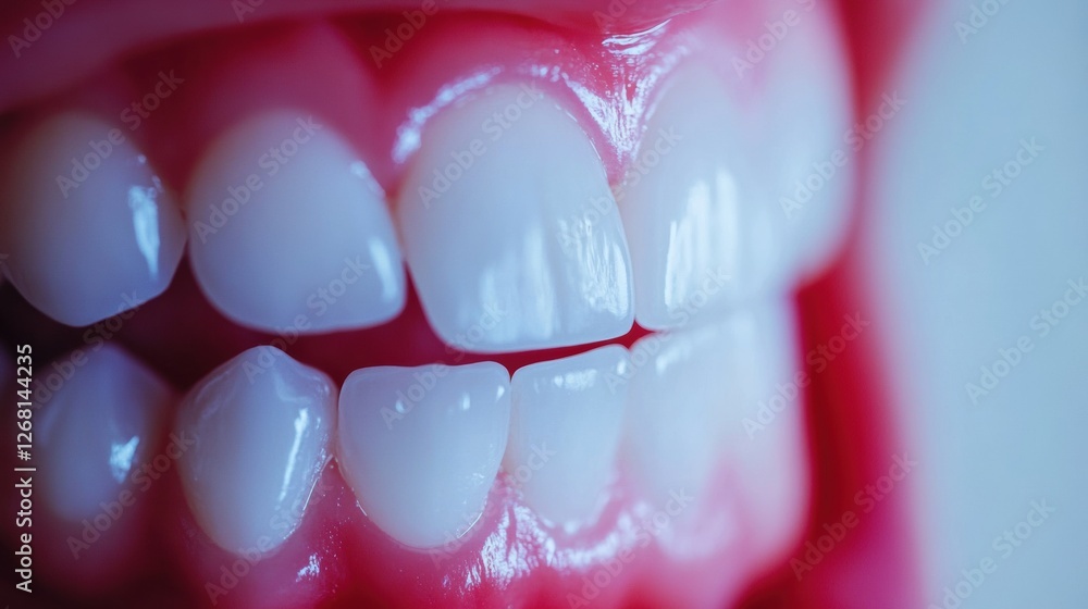 Poster before and after teeth whitening treatment displaying significant results in dental appearance and b