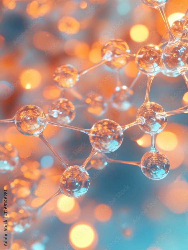 Poster close up view of molecular structures illuminated by vibrant colors showcasing scientific beauty and