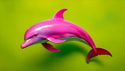 Pink dolphin on green background © edu_mngs