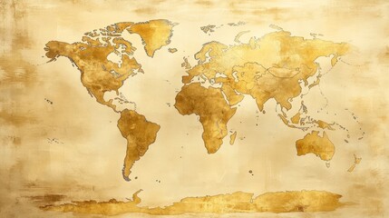 Watercolor world map, pastel tones, soft artistic brush strokes