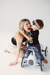 A Playful and Joyful Mother and Son Moment Filled with Laughter and Happiness Together