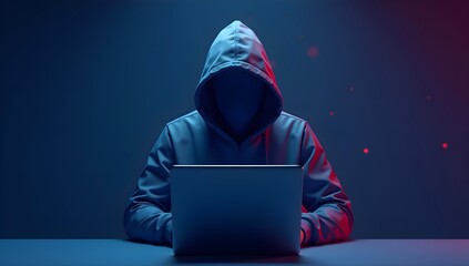 Anonymous hacker with laptop, cyberattack, data breach, encryption, dark web, malicious, software, online security, digital security, virus, firewall