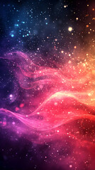 Vibrant Cosmic Nebula Background: Colorful Abstract Galaxy with Stars and Ethereal Patterns in Space