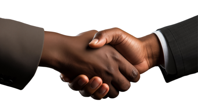 Business Handshake Formal Agreement, Unity and Success for Professional Displays, isolated on transparent background.