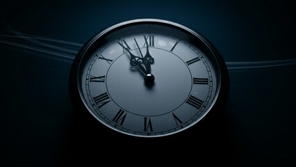 Clock Face in Mysterious Blue Light