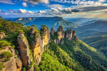 Breathtaking Panoramic View of Three Sisters, Blue Mountains, Australia - Echo Point Lookout