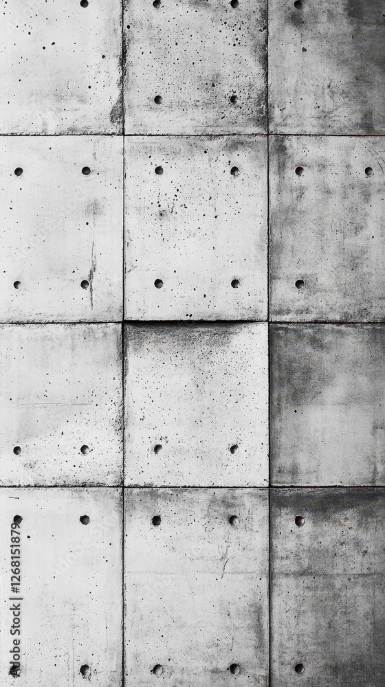Poster concrete wall features repeating square patterns with small holes