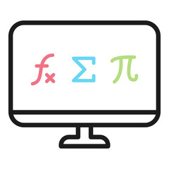 Computer icon. Icon about mathematics. Math software icon. Math shows on TV