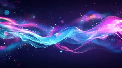 Abstract glowing blue and pink wave energy flow