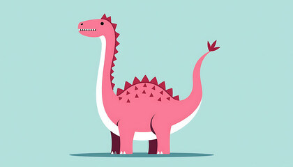 Pink dinosaur illustration on light blue background