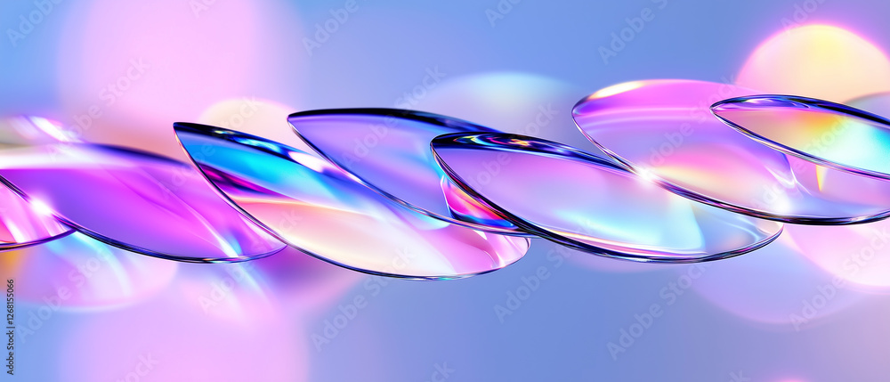 Poster colorful translucent lenses create a mesmerizing pattern against a vibrant background in a modern ar