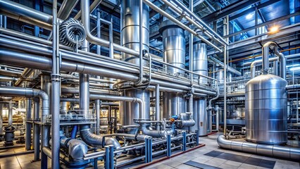Fototapeta premium Industrial Piping System in a Modern Facility