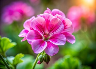 Close-Up Tilt-Shift Photo of a Pink Geranium Flower