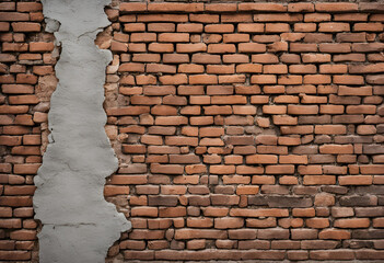 grunge brickwork with historical decay and cement stains
