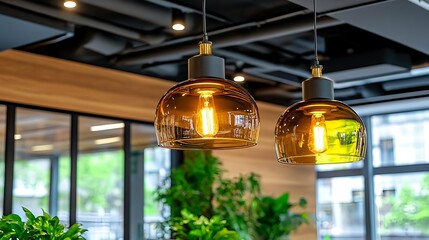 Amber Glass Pendant Lights, Modern Interior Design - Warm lighting