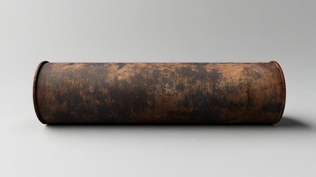 Rusty Pipe Industrial Object: Vintage Metal Cylinder with Weathered Surface for Rustic Decor and Industrial Design