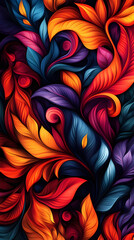 <Floral Abstract Illustration: Vibrant Botanical Patterns and Colorful Nature Design>