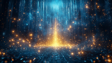  A 3D-rendered futuristic castle glows against a dark blue background symbolizing security innovation and digital strength blending modern architecture with technology-inspired elements