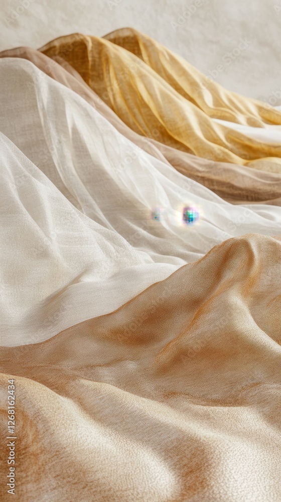 Poster abstract waves formed by layers of translucent flowing fabric