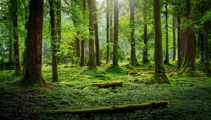 Fototapeta premium Natural Green Forest Background for Outdoor Nature Photography Shoots