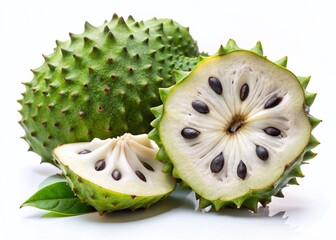 Creative Soursop Flat Lay: Macro Food Photography, White Background