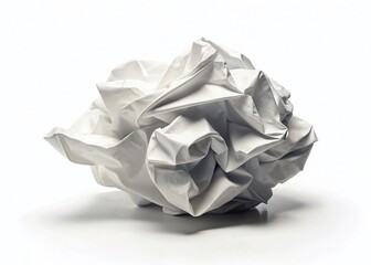 Crumpled Paper Texture, White Background Stock Photo - High Resolution Image