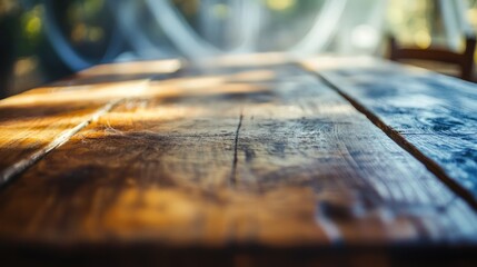 Rustic Wooden Table Outdoors in Soft Light