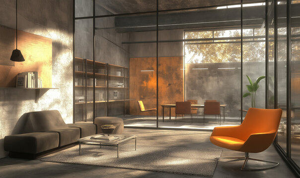 Innovative Co-working Space With Floor-to-Ceiling Glass Windows And Modern Collaborative Work Environment For Creative Success