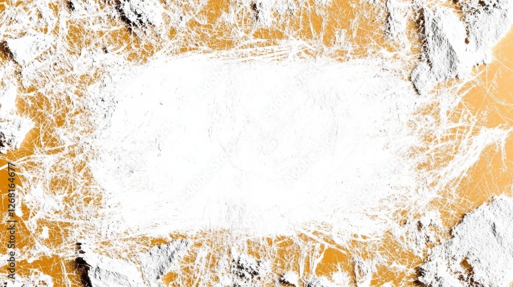 Poster abstract texture with white and gold elements, creating a striking visual contrast.