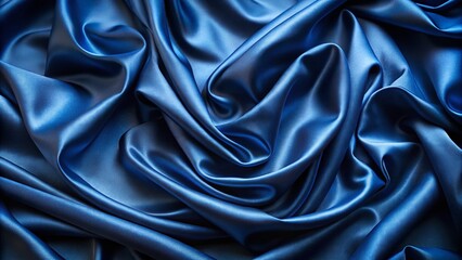 Fototapeta premium Dark Blue Satin Abstract Background, Silky Soft Wave Fold Texture, Old Navy Blue Space Design