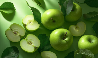Obraz premium Vibrant apple green nature shoot capturing lush foliage and dynamic outdoor elements in exquisite detail